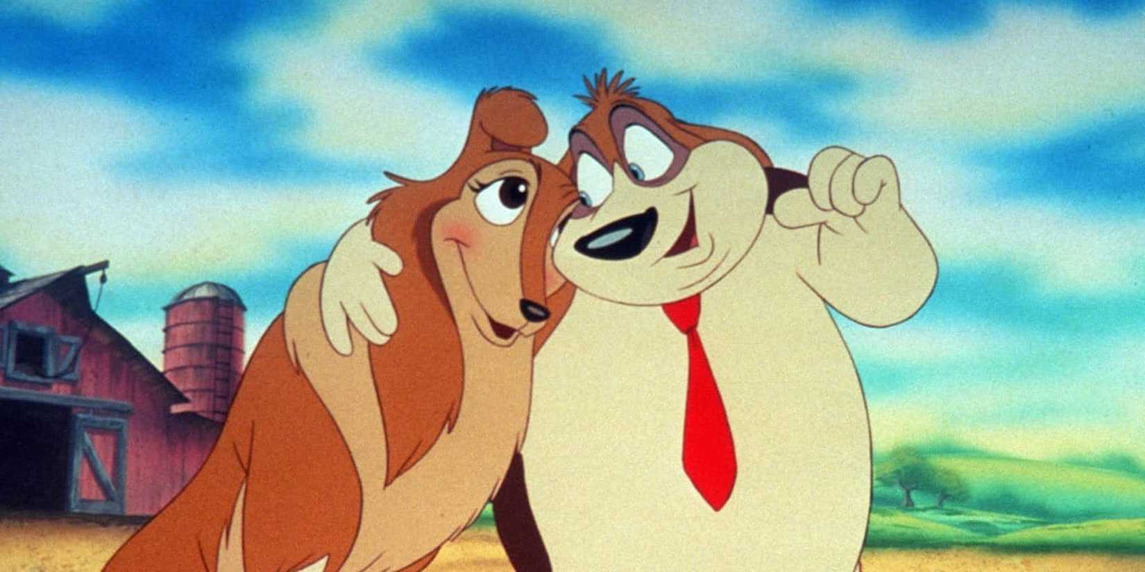 Rover Dangerfield with one hand around Daisy