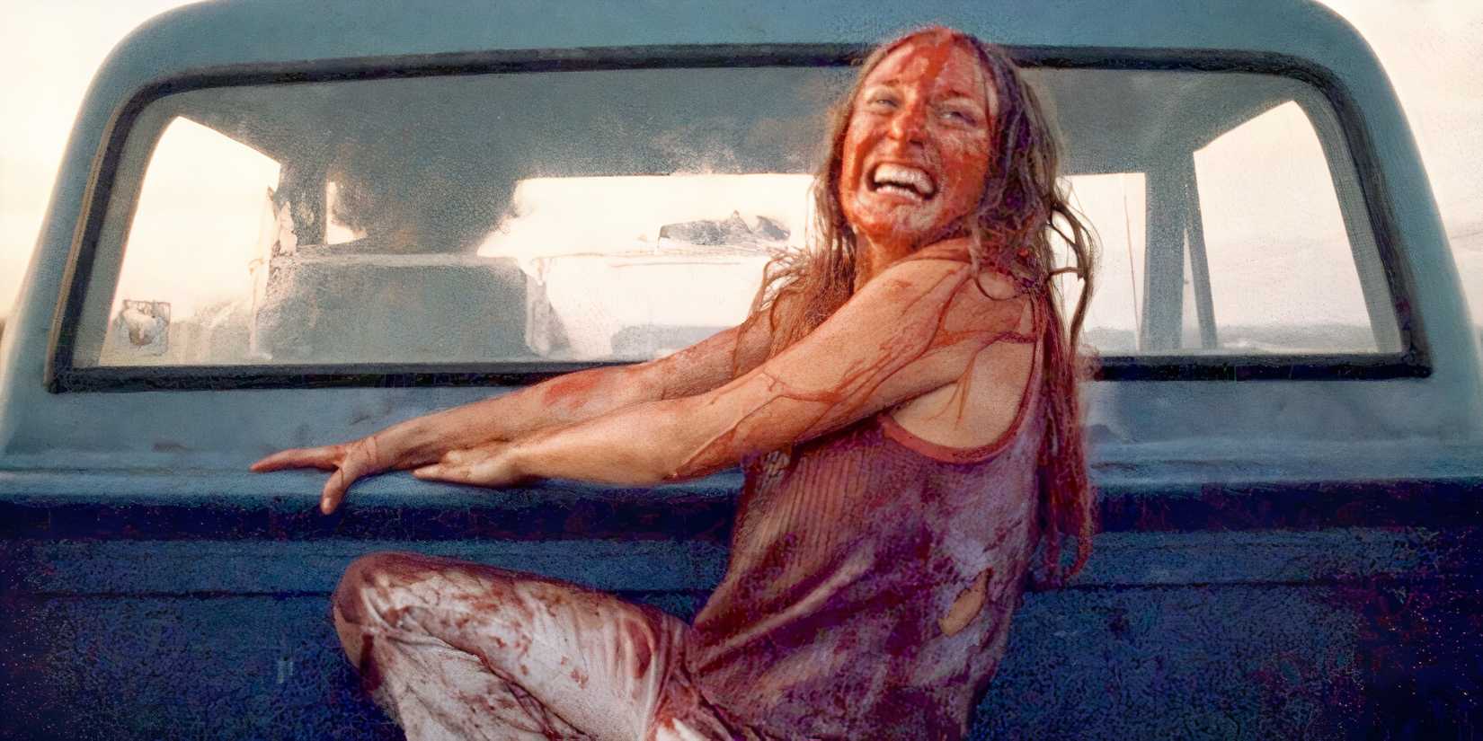 Sally Hardesty in the back of the truck at the end — ‘The Texas Chainsaw Massacre’ (1974)