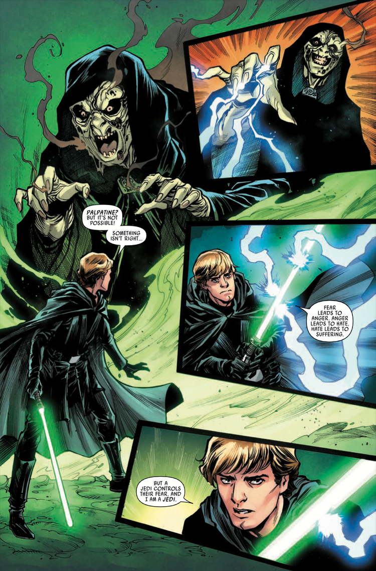 A spread from Star Wars: Galaxy's Edge — Echoes of the Empire #5.