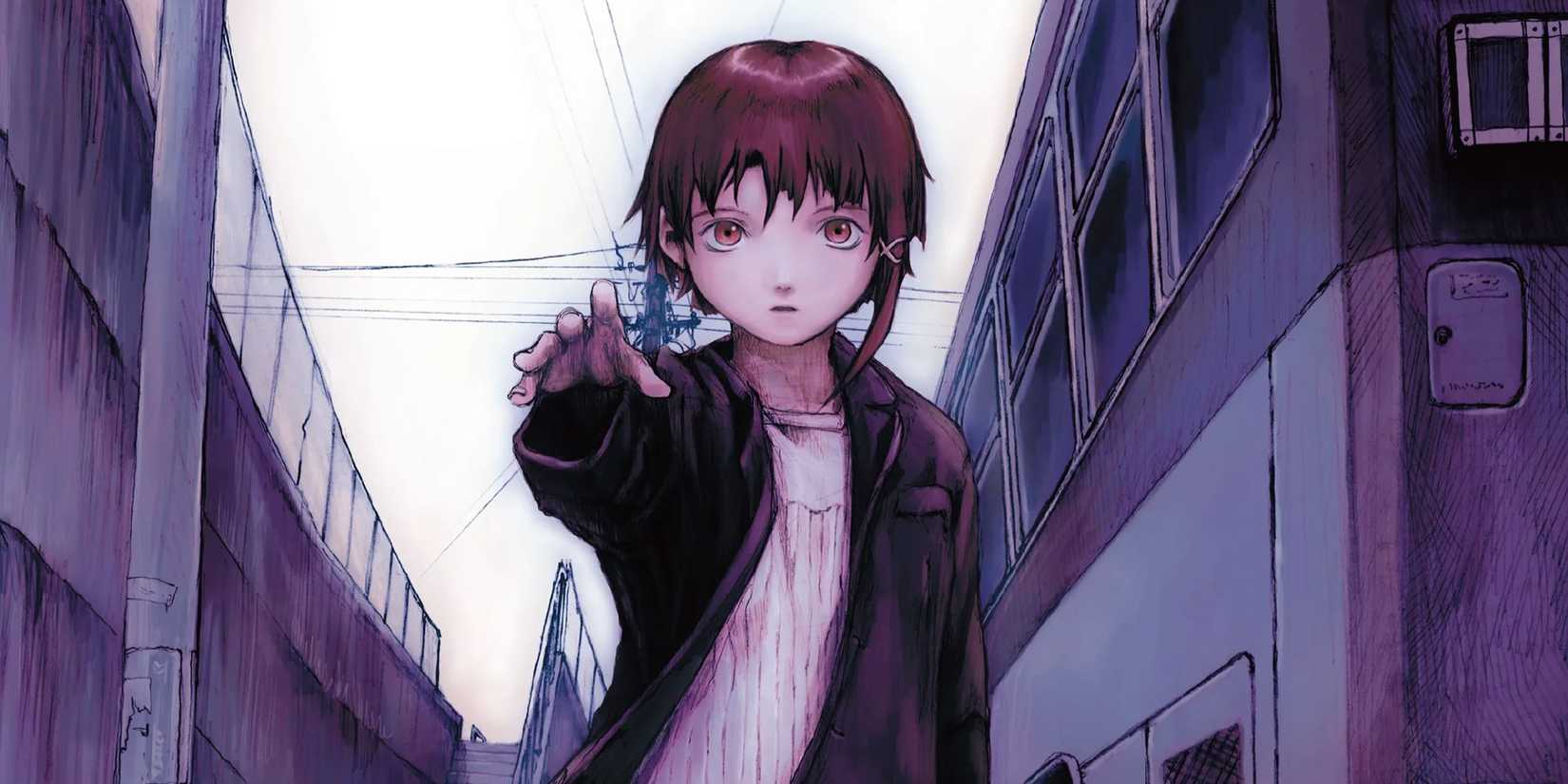 Lain holding her hand out in 'Serial Experiments Lain'