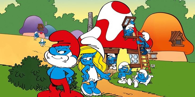 The Smurfs together in the 1981 TV show