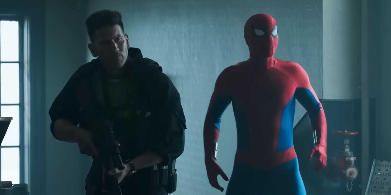 Spider-Man and Punisher standing together in a broken building in Spider-Man: Brand New Day