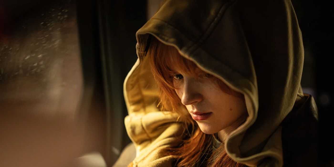 Jean Gray (Sadie Sink) looking down in 'Spider-Man: Brand New Day'
