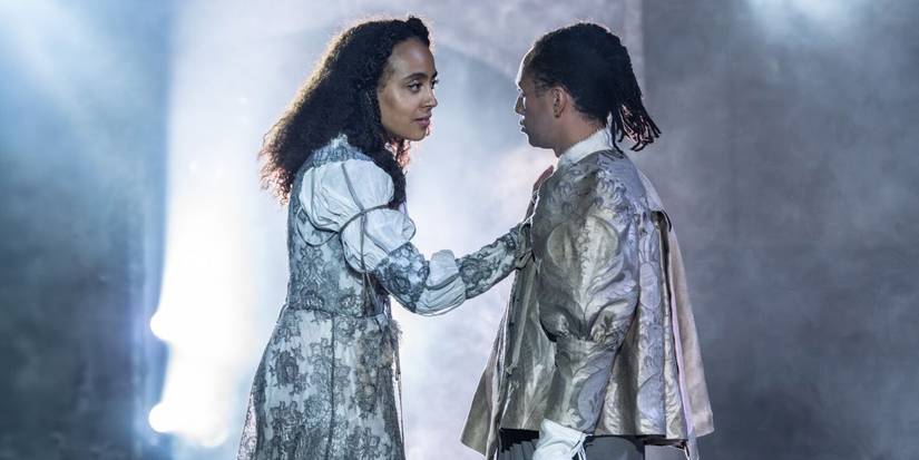 Harmony Rose-Bremner as Lyanna Stark and Michael Abubakar as Eddard Stark in The Mad King