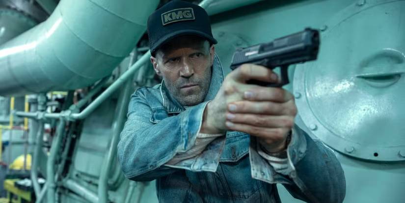 Cole Reed (Jason Statham) points a gun in 'Mutiny'