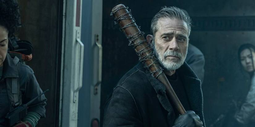 Negan (Jeffrey Dean Morgan) holds a baseball bat over his shoulder on 'The Walking Dead: Dead City'