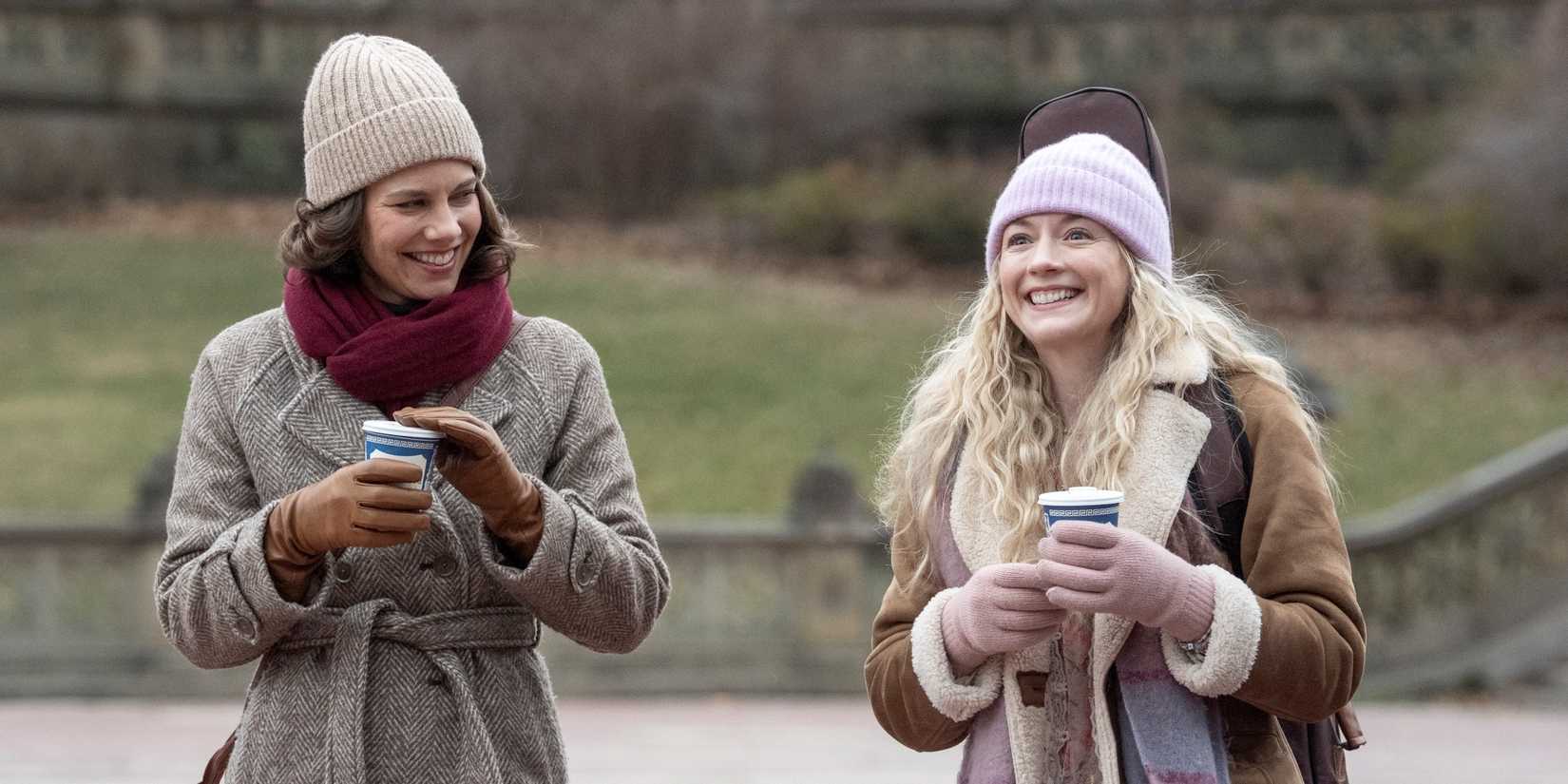 Lauren Cohan as Maggie walking in Central Park with Emily Kinney as Beth in The Walking Dead: Dead City