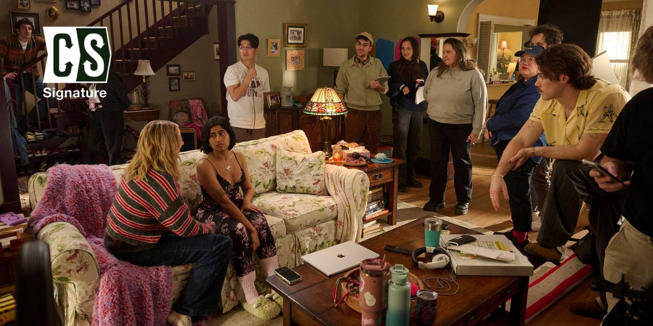 Ben Kronengold and Rebecca Shaw on the set of Adults Season 2