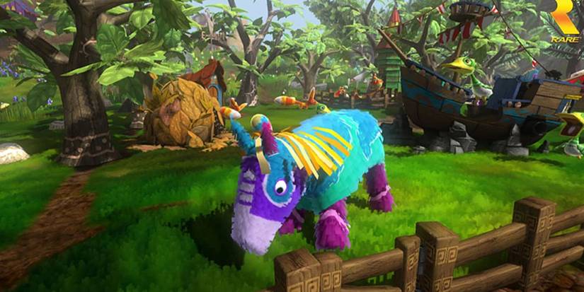 Piñata eating grass in the Viva Piñata video game