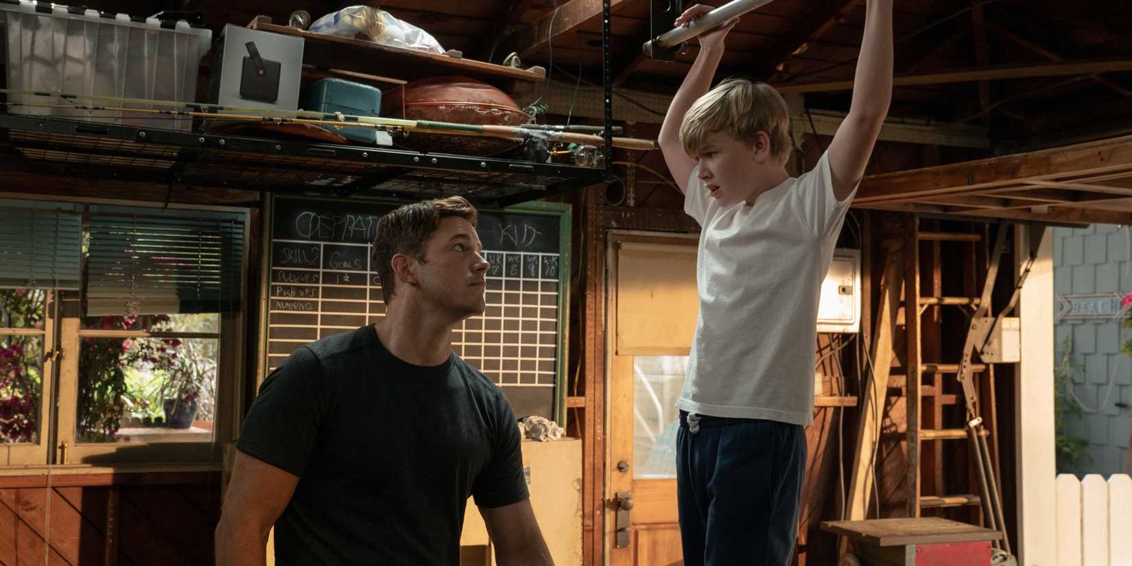 Chris Pratt as Uncle Jake and Jude Hill as Marc in 'Way of the Warrior Kid.'