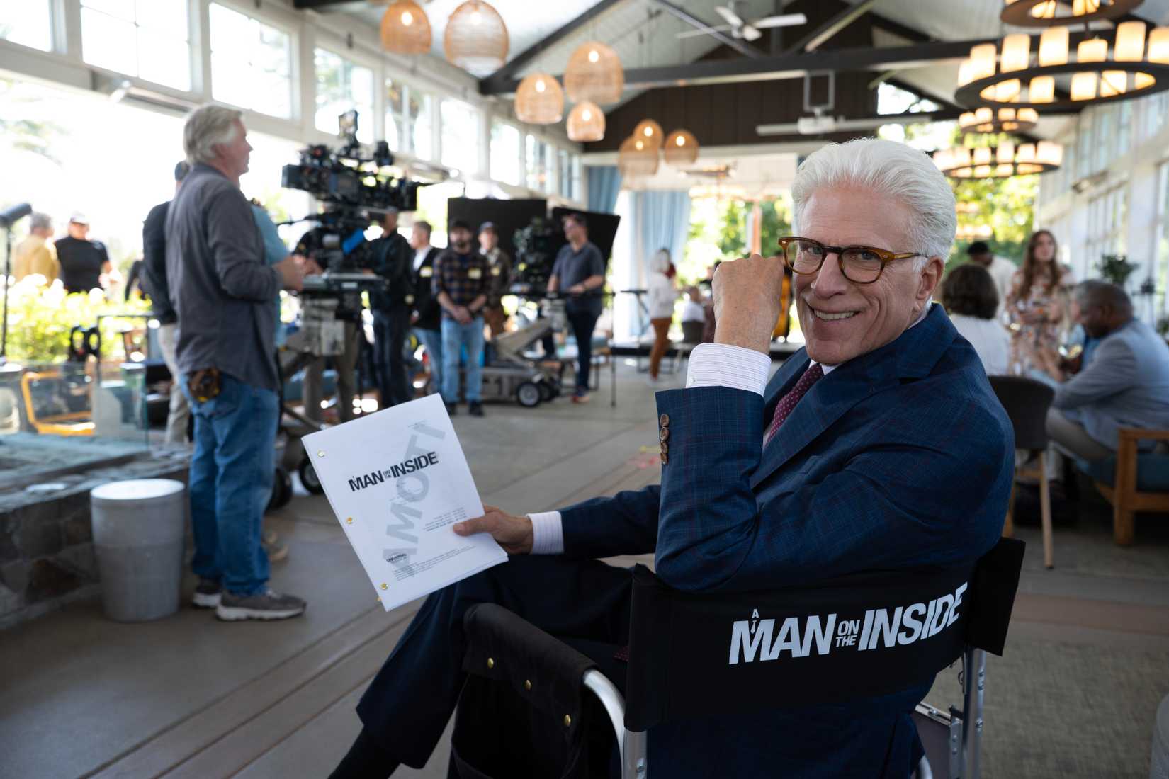 Ted Danson on set for A Man on the Inside season 3.