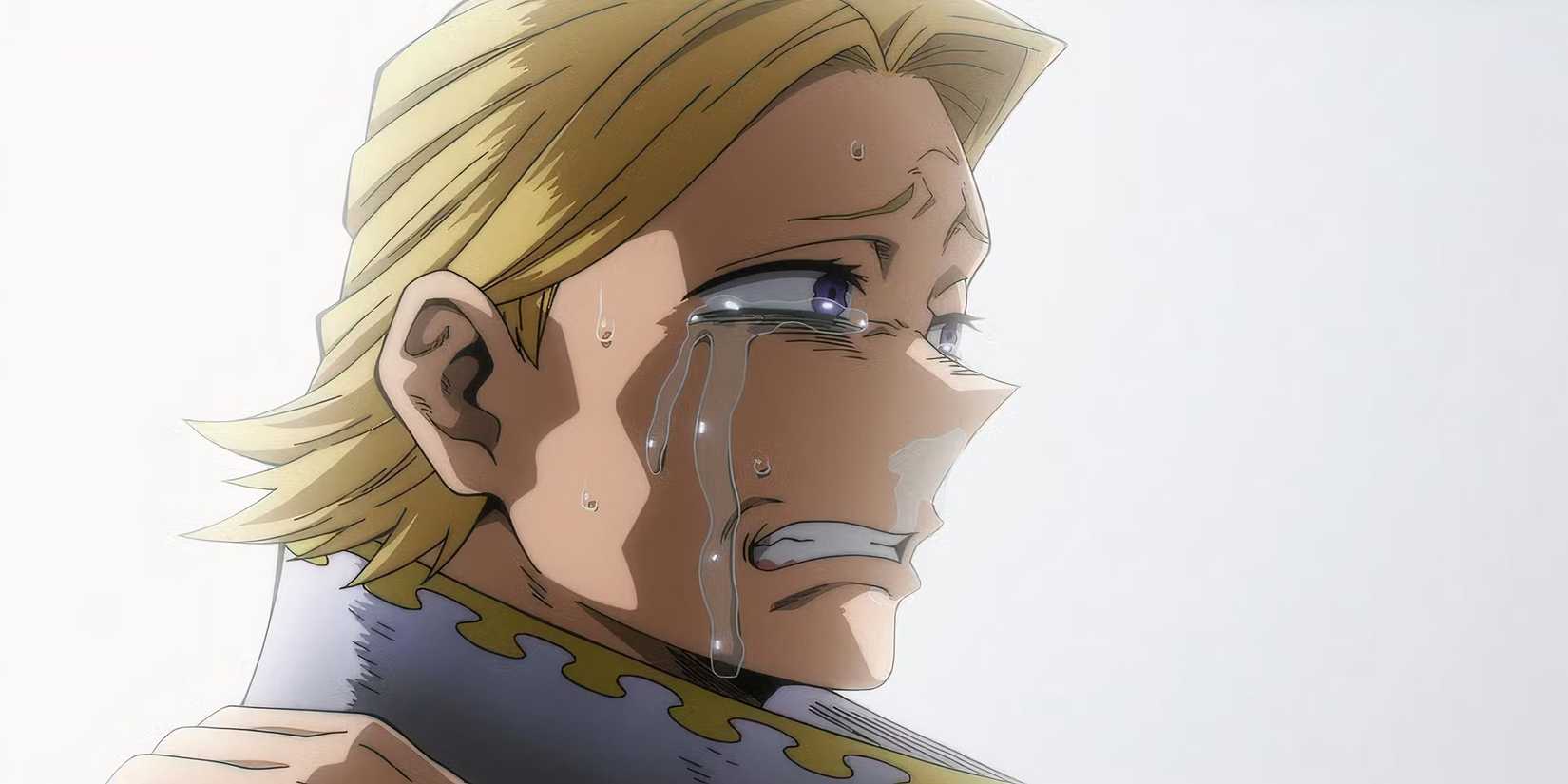 Aoyama crying with someone holding his shoulders in My Hero Academia