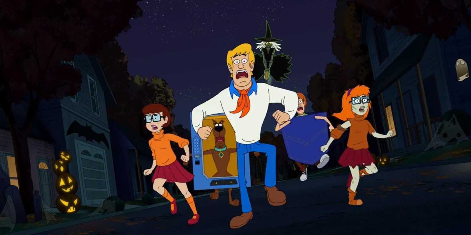 The gang runs from a witch in the 'Be Cool, Scooby-Doo!' episode "Halloween