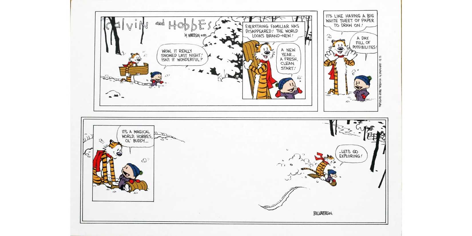 Calvin and Hobbes go exploring.