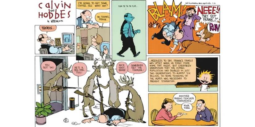 Deer hunt humans in 'Calvin and Hobbes'