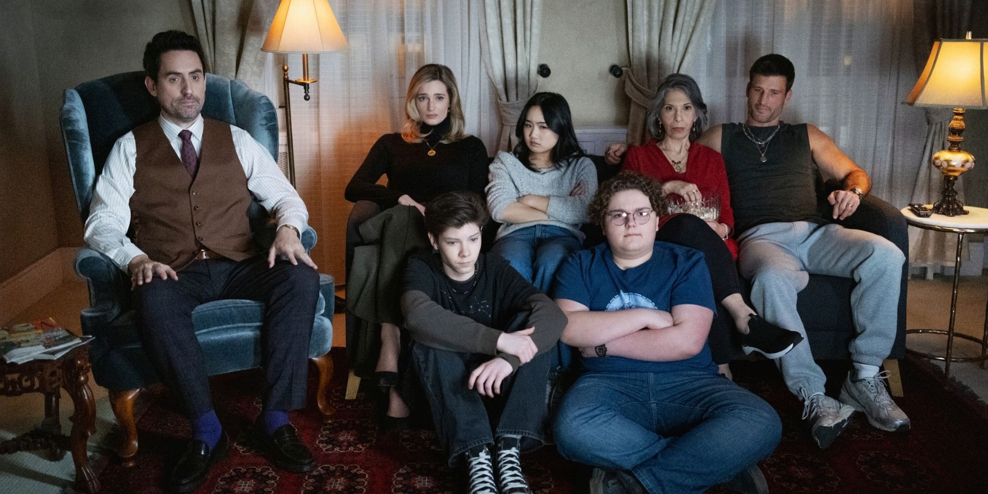 "Pilot" -- Coverage of the CBS Original Series ETERNALLY YOURS, scheduled to air on the CBS Television Network. Pictured: Ed Weeks as Charles, Allegra Edwards as Liz, Jaren Lewison as Max, Helen J. Chen as Emma, Parker Young as Jesse, Rose Abdoo as Phyllis, Tristan Michael Brown as Mort , Shylo Molina as Henry Photo: Bertrand Calmeau/CBS ©2026 CBS Broadcasting, Inc. All Rights Reserved.