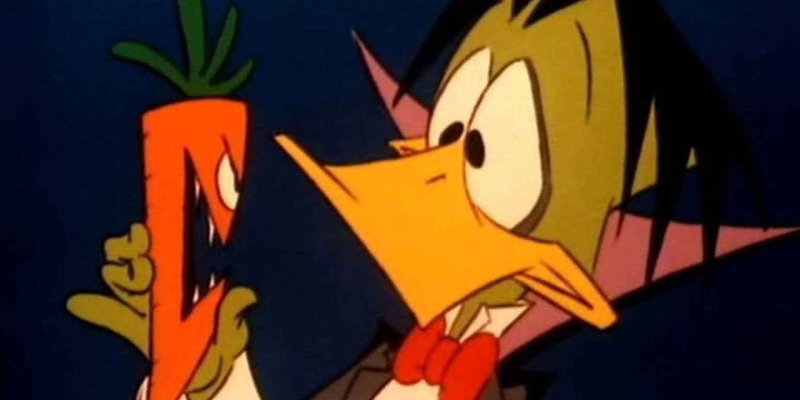Count Duckula holds up a monster carrot