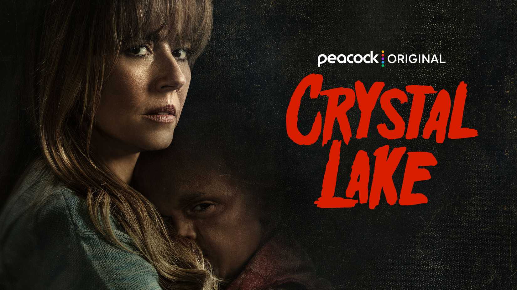 Linda Cardellini as Pamela Voorhees and Callum Vinson as Jason in the key art for Crystal Lake.