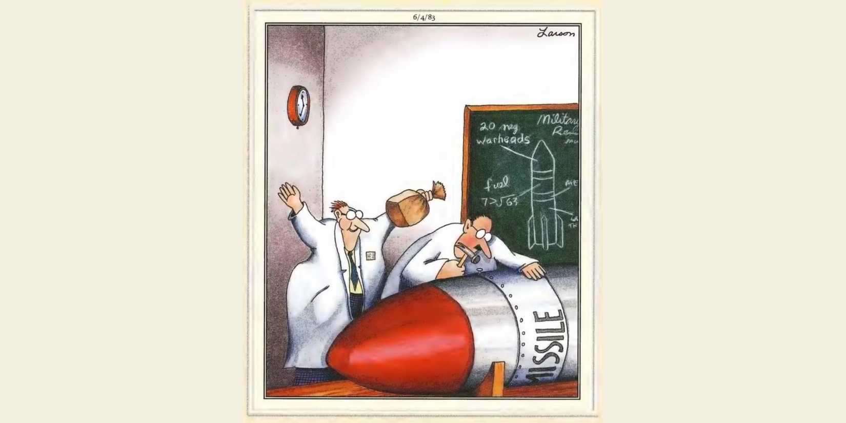 The Far Side comic The Missile Prank.