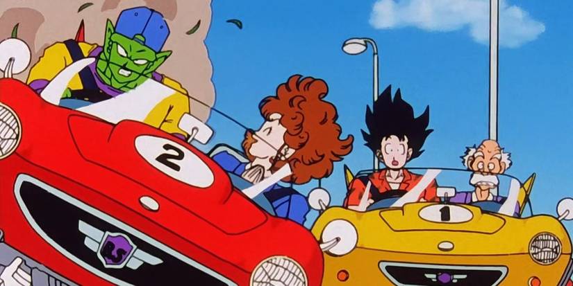 Goku and Piccolo driving cars in Dragon Ball Z
