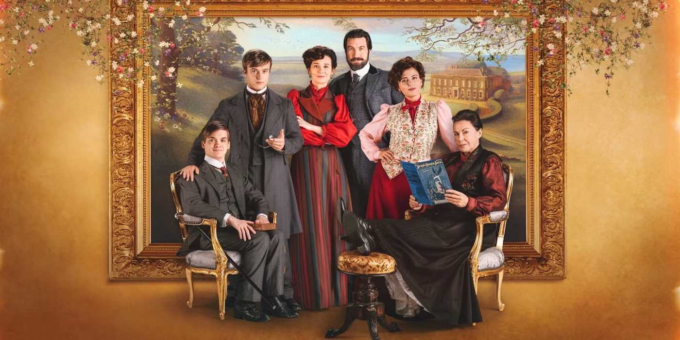 Sam (Liam McMahon), Mary (Claire Cooper), Joe (Adam Little), Liza (Shannon Lavelle), Harry (Zak Ford-Williams), and Ma (Julie Graham) in The Hardacres