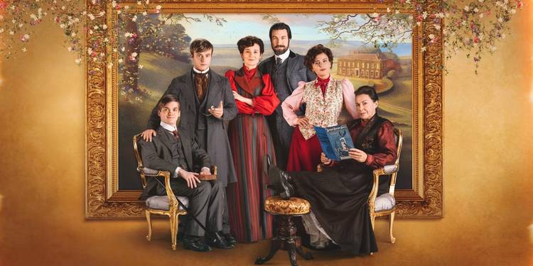 Sam (Liam McMahon), Mary (Claire Cooper), Joe (Adam Little), Liza (Shannon Lavelle), Harry (Zak Ford-Williams), and Ma (Julie Graham) in The Hardacres