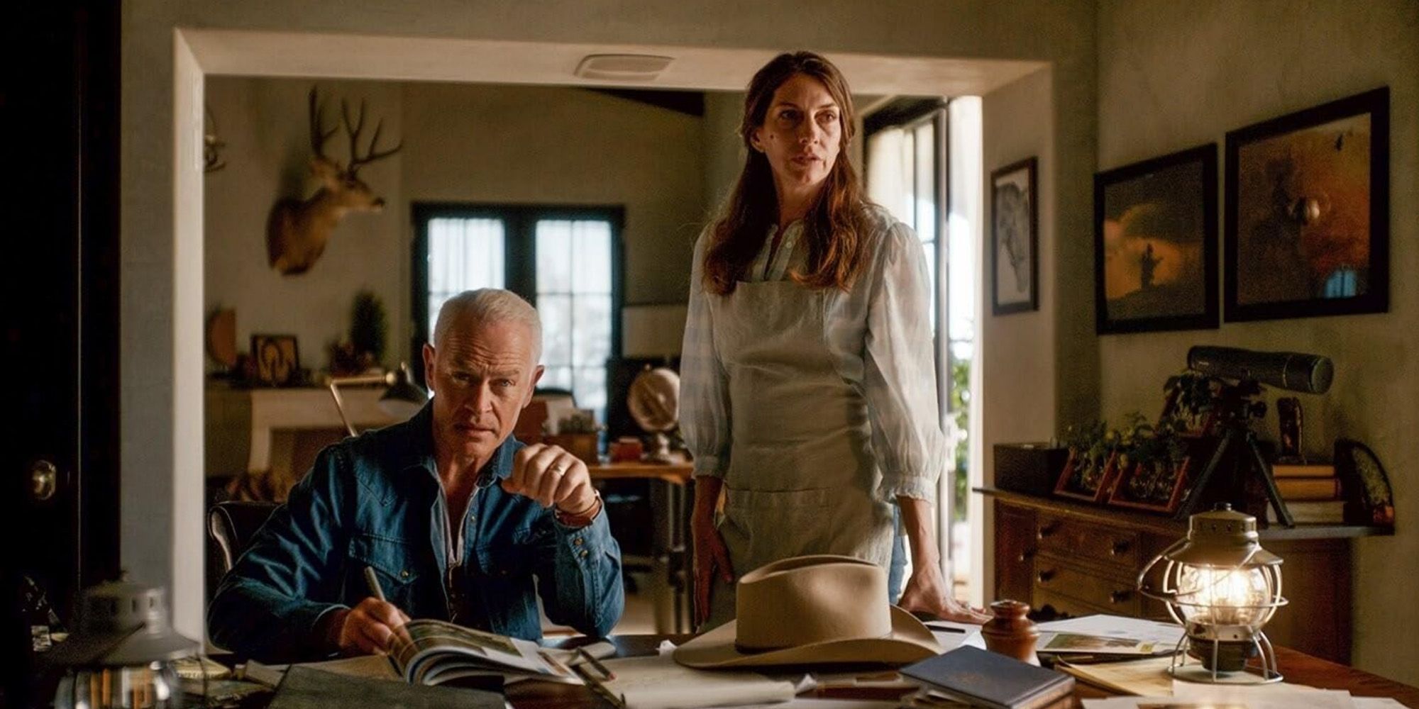 Ian (Neal McDonough) and his wife Jenna Ross (Dawn Olivieri) in 'Homestead' (2024)