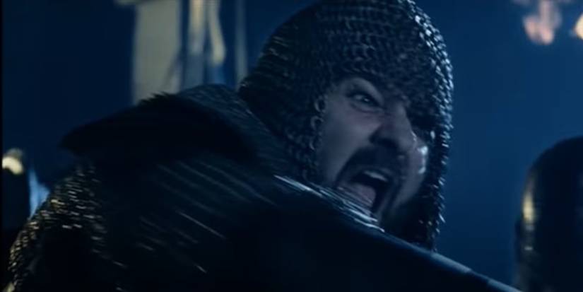 Peter Jackson throwing a spear in The Lord of the Rings: The Two Towers