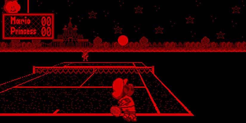 Mario playing tennis on the Nintendo Virtual Boy