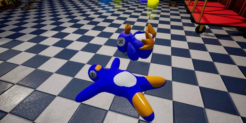 A hider disguising themselves as a toy penguin in Meccha Chameleon.