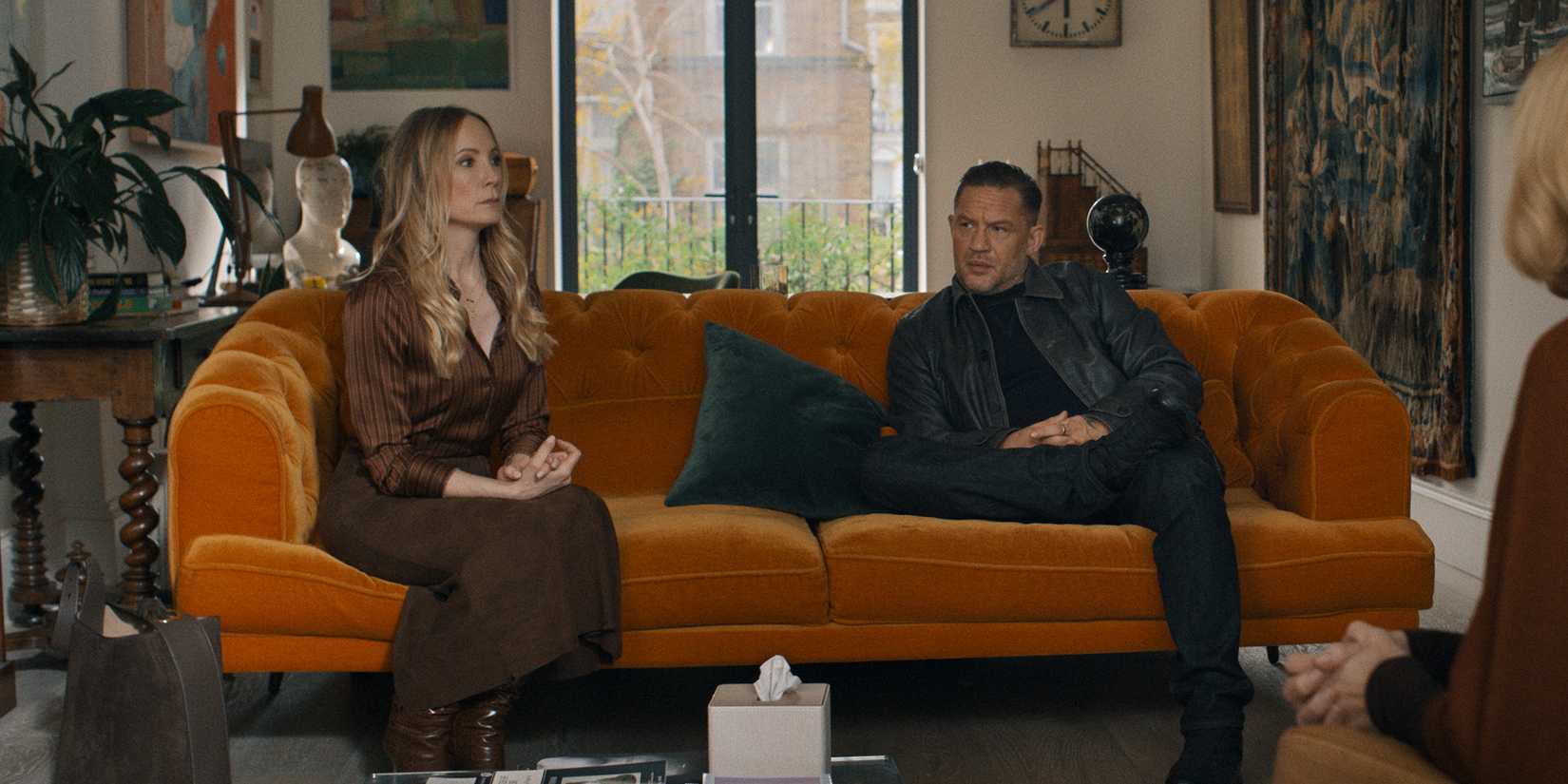 Joanne Froggatt and Tom Hardy in MobLand Season 2 Episode 1