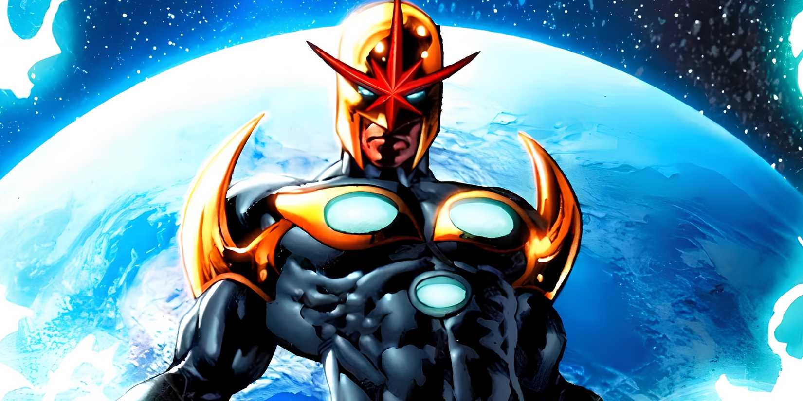 Nova (aka Richard Rider) stands in space.