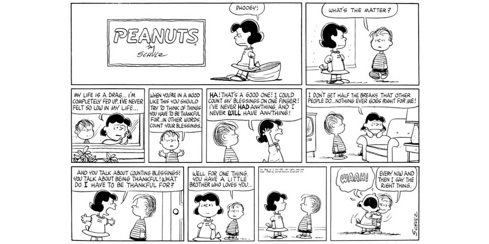 Lucy shares her feelings in this Peanuts comic.