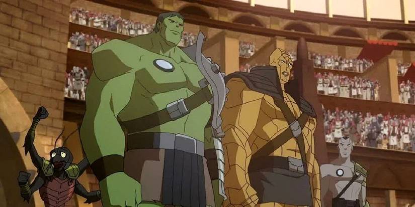 Hulk in an area with other fighters in 'Planet Hulk'