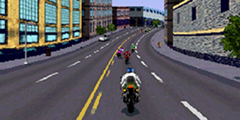 Player on a bike in the game Road Rash