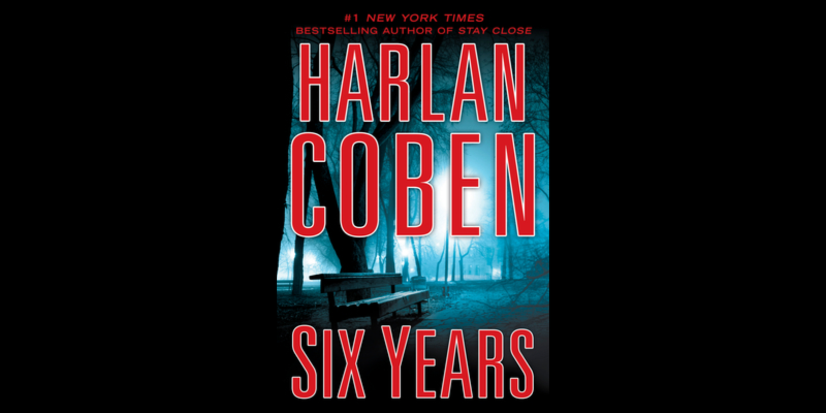 A book cover featuring an image of a bench in a dimly lit park with the text 'Six Years' on it.