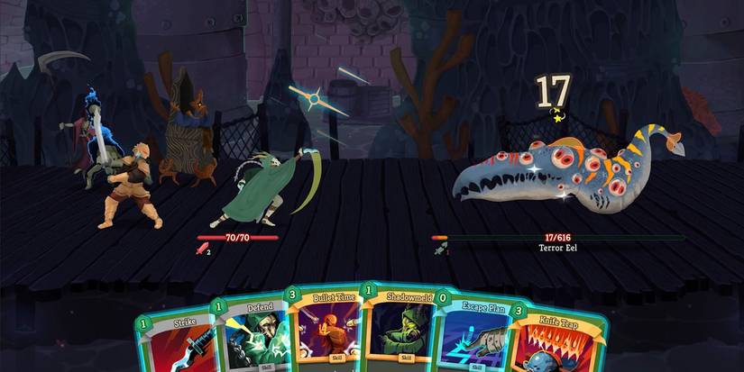 Deckbuilding battle featuring Silent and Ironclad in Slay the Spire 2