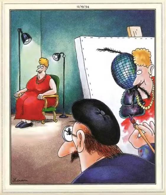 An artist paints a woman in 'The Far Side'