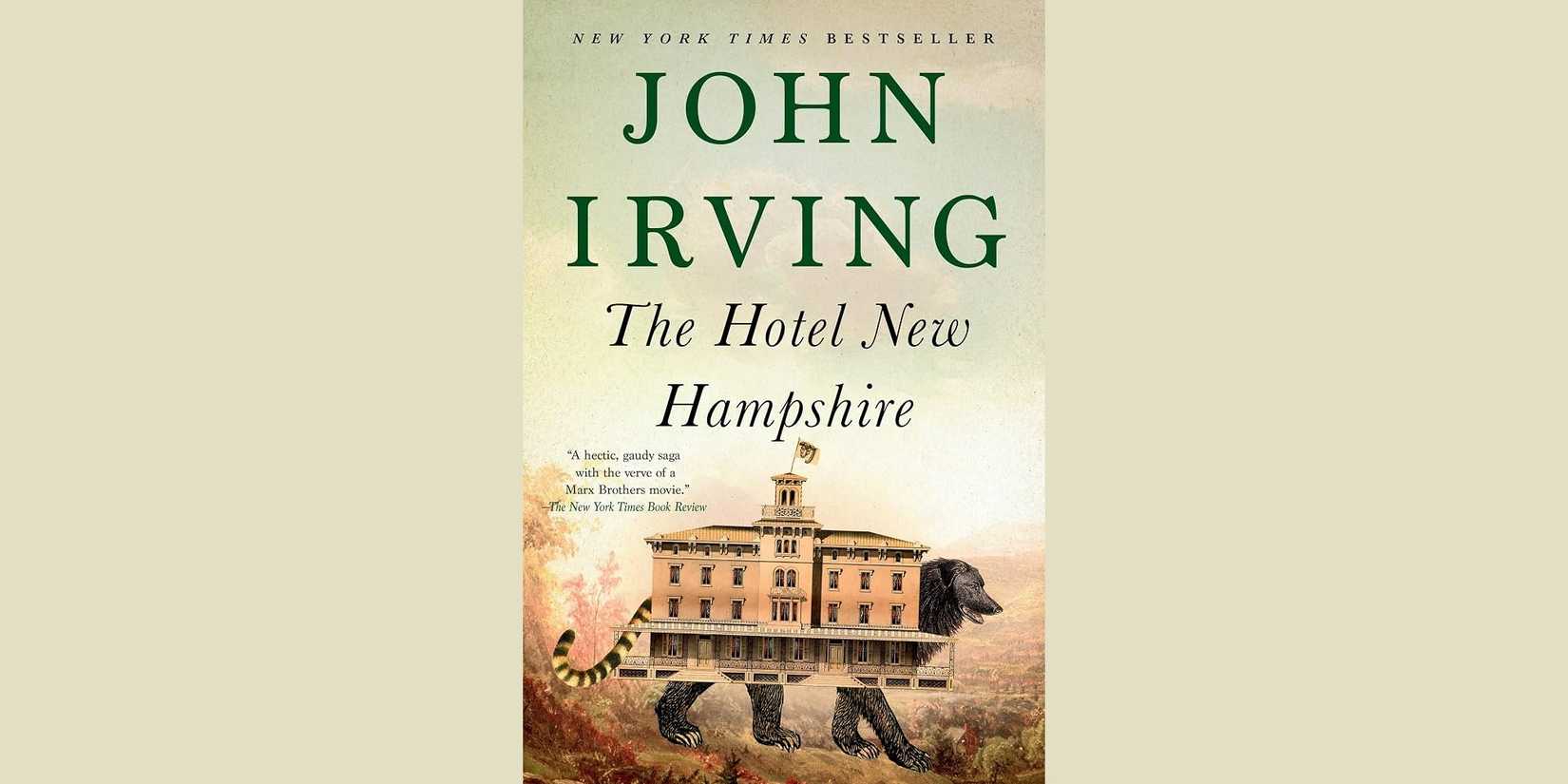 The book cover for 'The Hotel New Hampshire' by John Irving.
