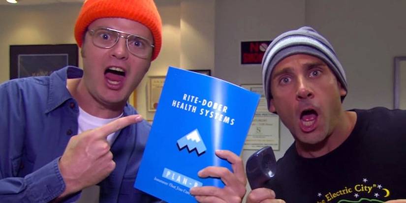Dwight (Rainn Wilson) and Michael (Steve Carell) rapping about Scranton in 'The Office' Season 3 episode "The Merger."