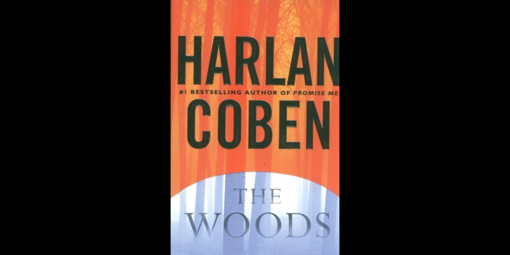 A book cover featuring a photographer of tree trunks with the text 'The Woods' on it.