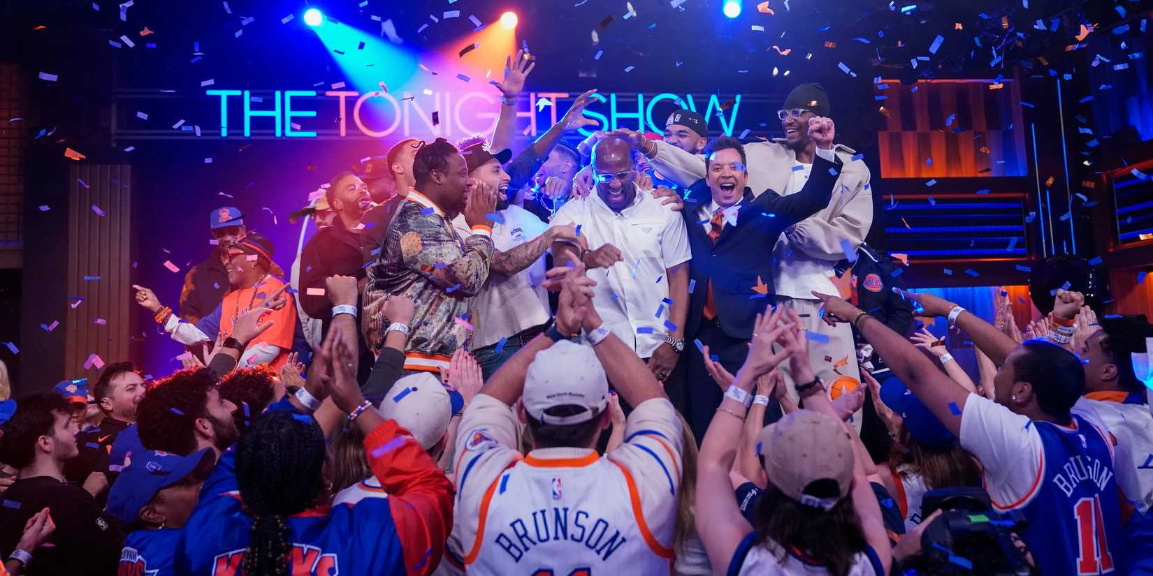 Spike Lee, Wu-Tang Clan, and the New York Knicks Championship Team with host Jimmy Fallon on The Tonight Show Starring Jimmy Fallon.
