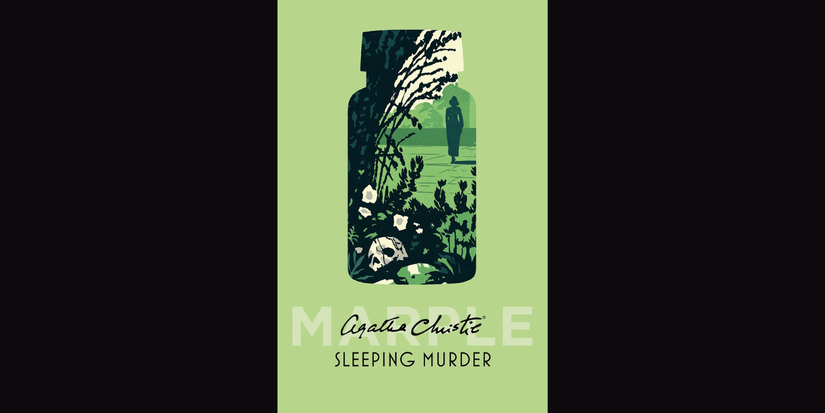 Sleeping Murder by Agatha Christie book cover on black background.