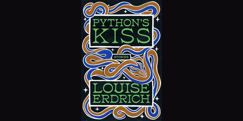 Python's Kiss by Louise Erdrich book cover on black background.