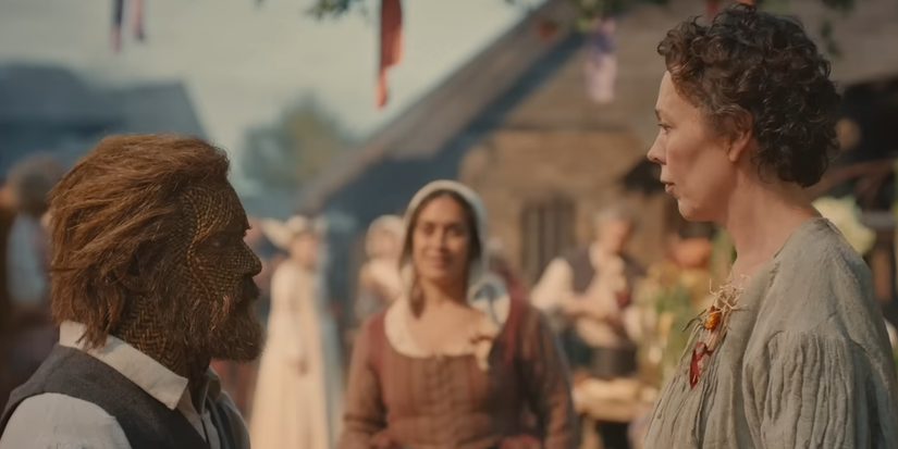 Olivia Colman and Alexander Skarsgard in Wicker. 