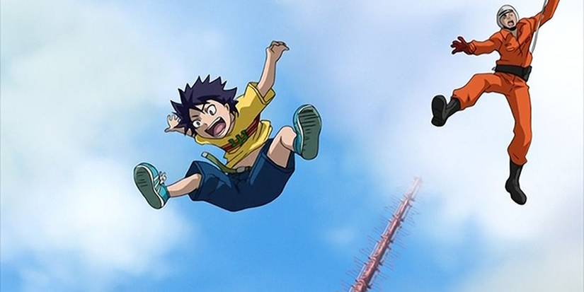 A kid falling from the sky in the Air Gear anime