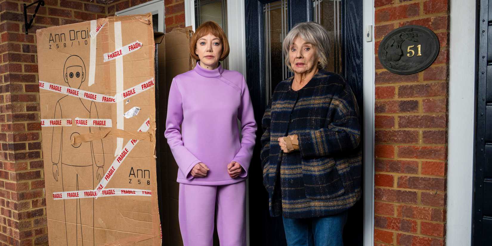 Diane Morgan as Linda and Sue Johnston as Sue in Ann Droid.