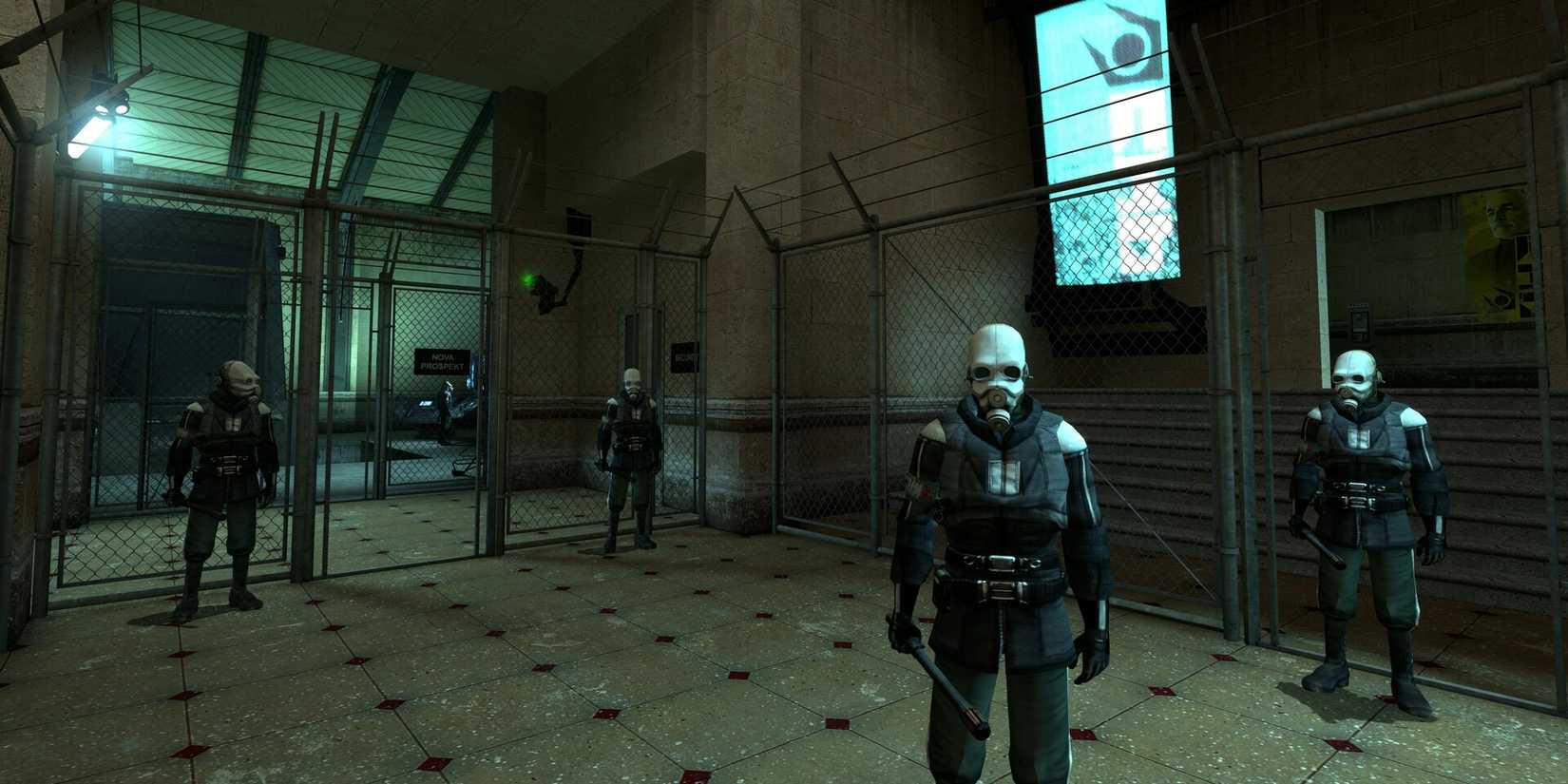 Armed people with masks in 'Half-Life 2'
