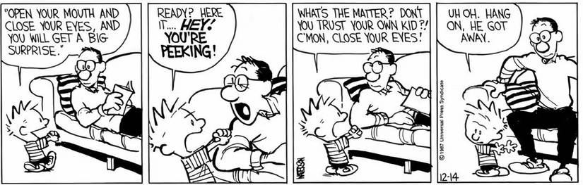 Calvin offers his dad a surprise in 'Calvin and Hobbes'