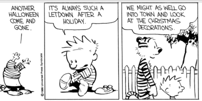 Calvin and Hobbes Halloween Aftermath